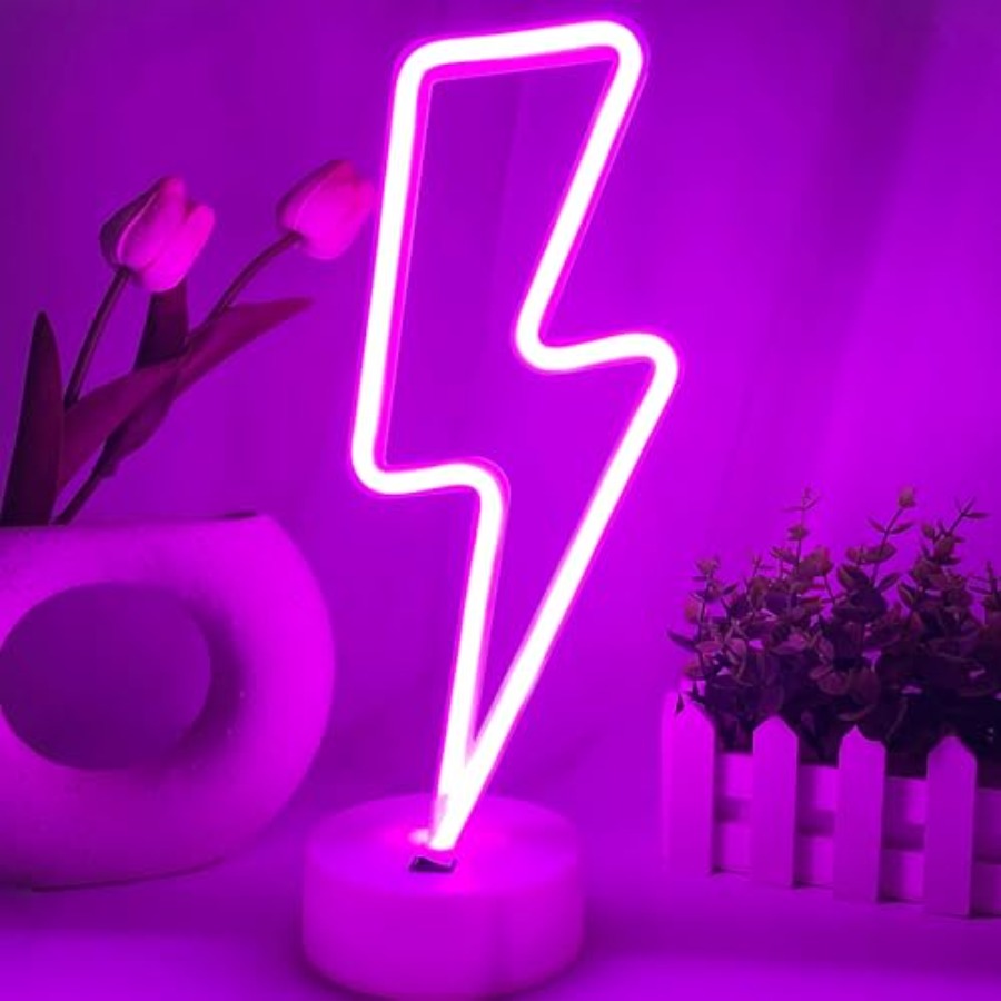 Lightning Bolt Neon Sign With  - Room Decor Lighting Lamp reseña y precio