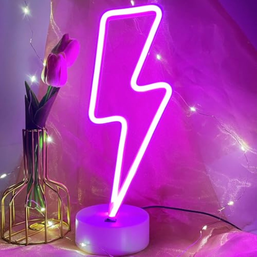 Lightning Bolt Neon Sign With  - Room Decor Lighting Lamp reseña y precio