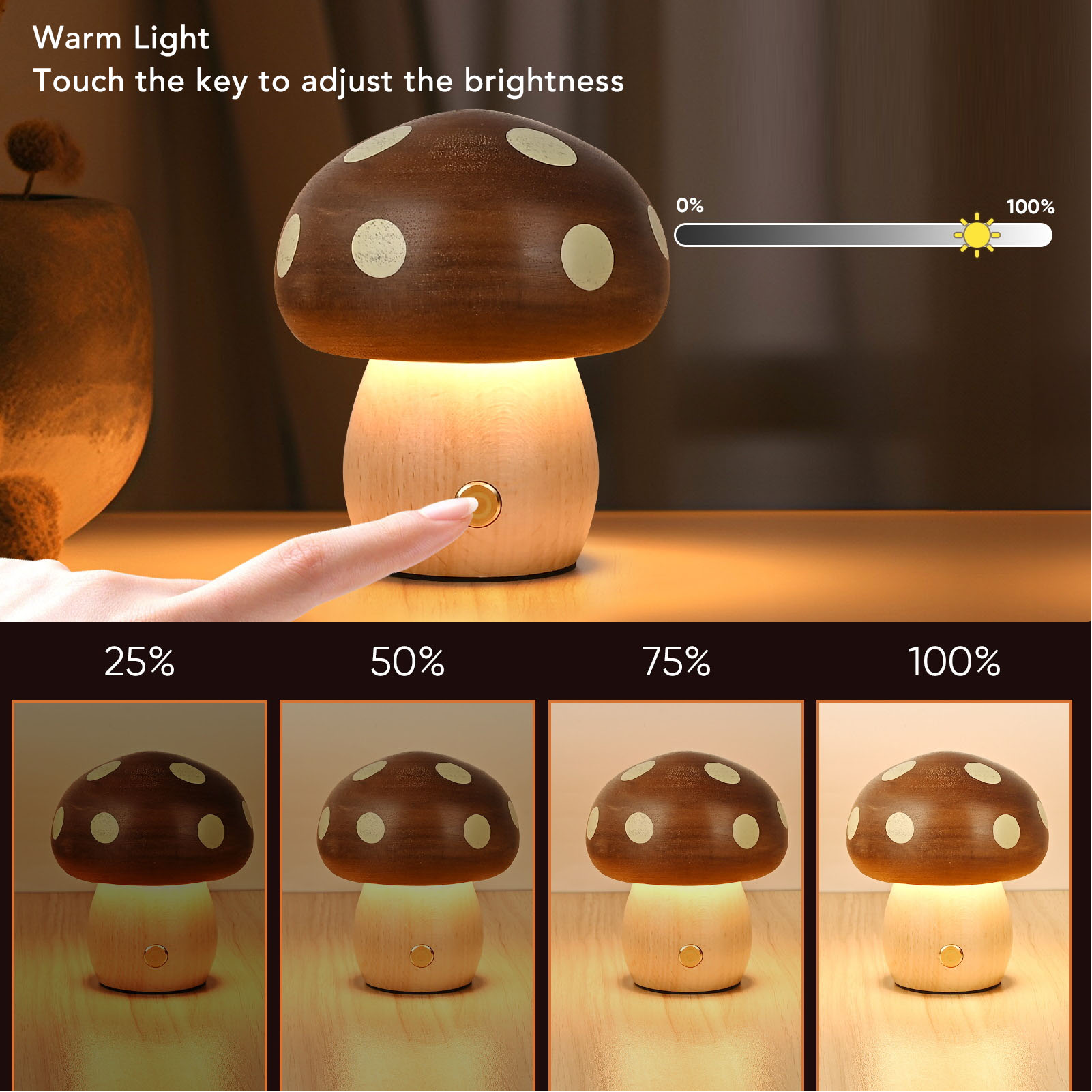 LED Table Lamp Warm Light USB  - Mushroom Table Lamp reseña y precio