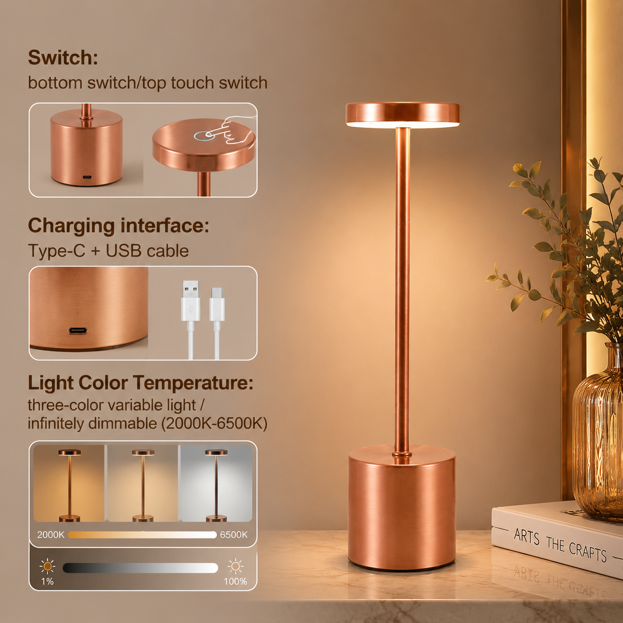 GGBingo Metal Light Table Lamp - Room Decor Lighting Lamp reseña y precio