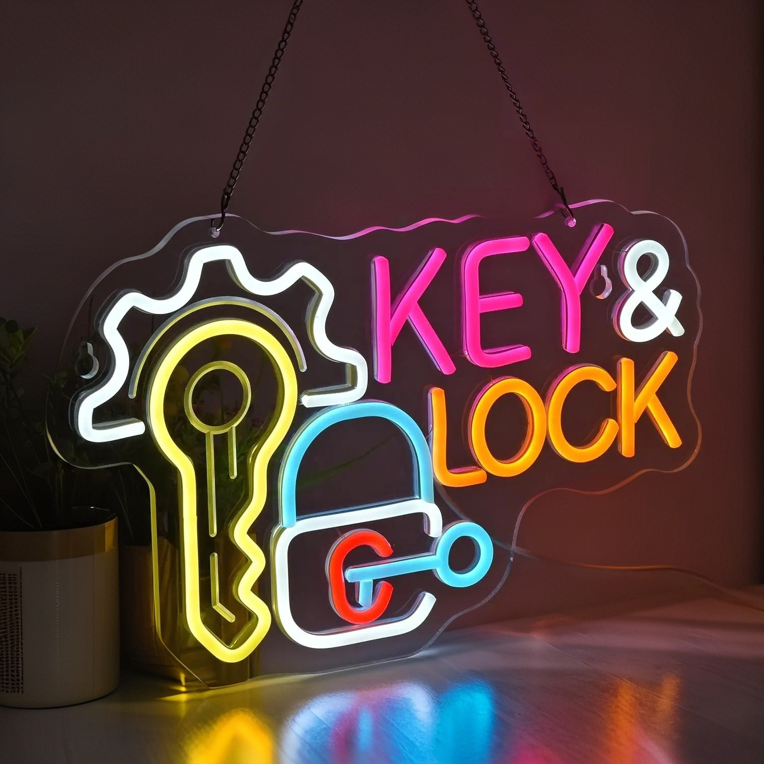 Key Lock Neon Sign Light Hangi - Lighting Decor Rentals reseña y precio