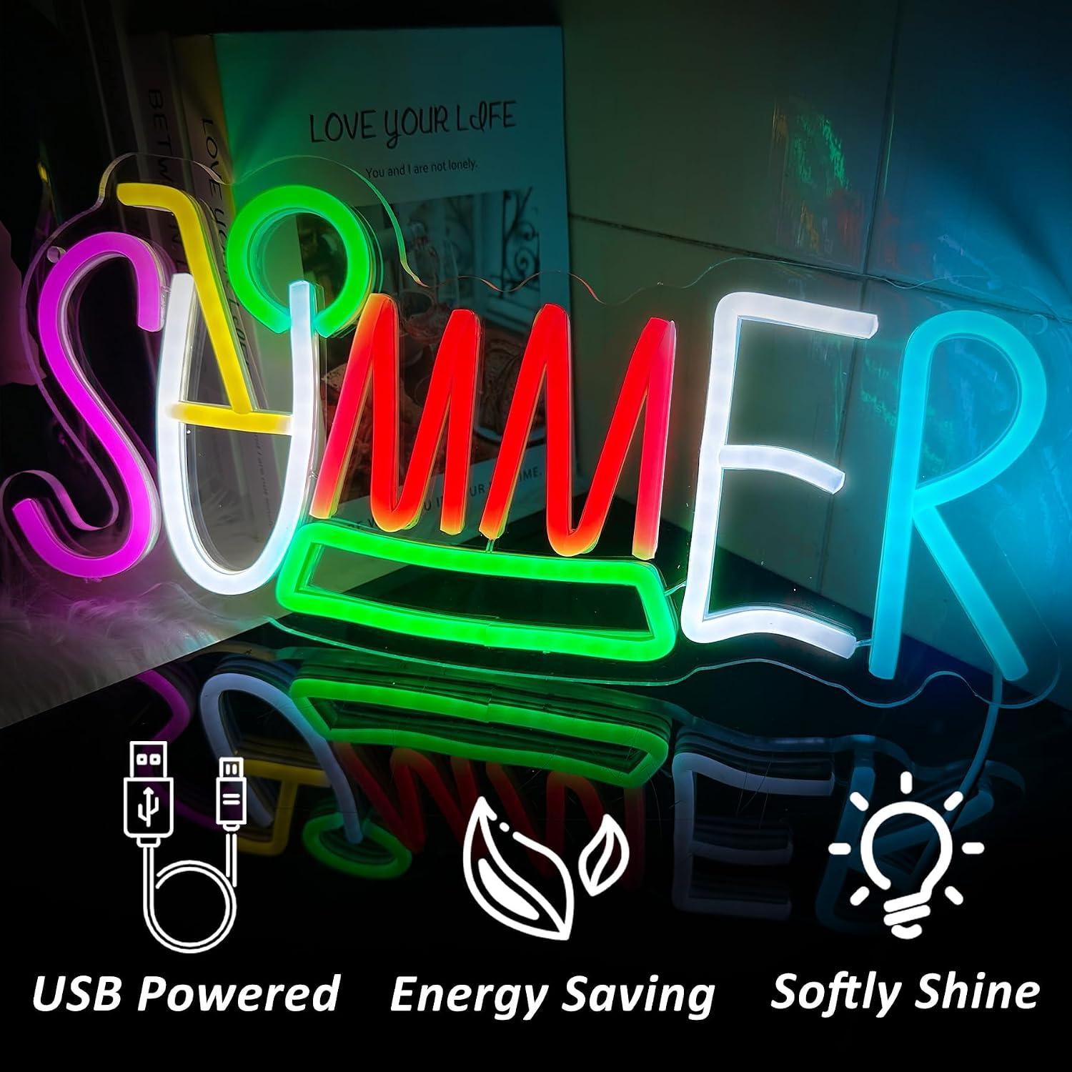 Summer Neon Sign USB Powered L - Lighting Decor Rentals reseña y precio