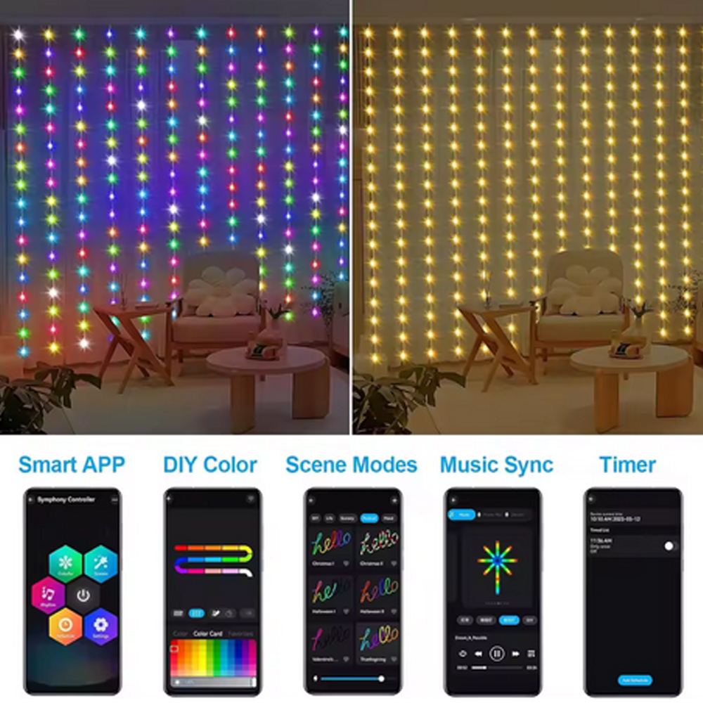 3M RGB Smart LED Curtain Light - Lighting Decoration Outdoor reseña y precio