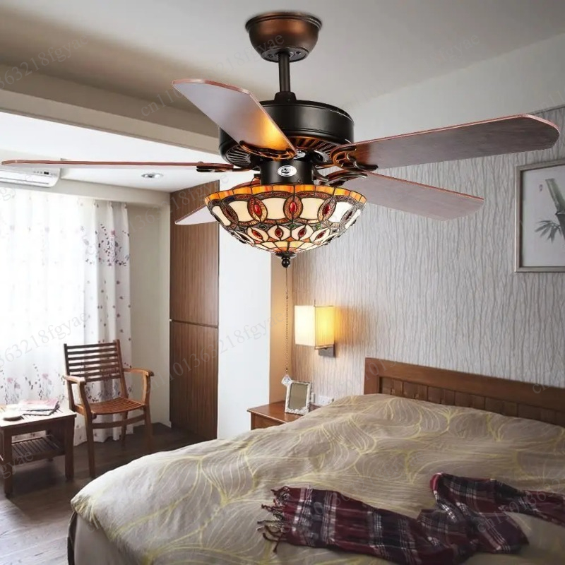 Tiffany Stained Glass Wood Cei - Decor Lighting Ceiling Fans reseña y precio