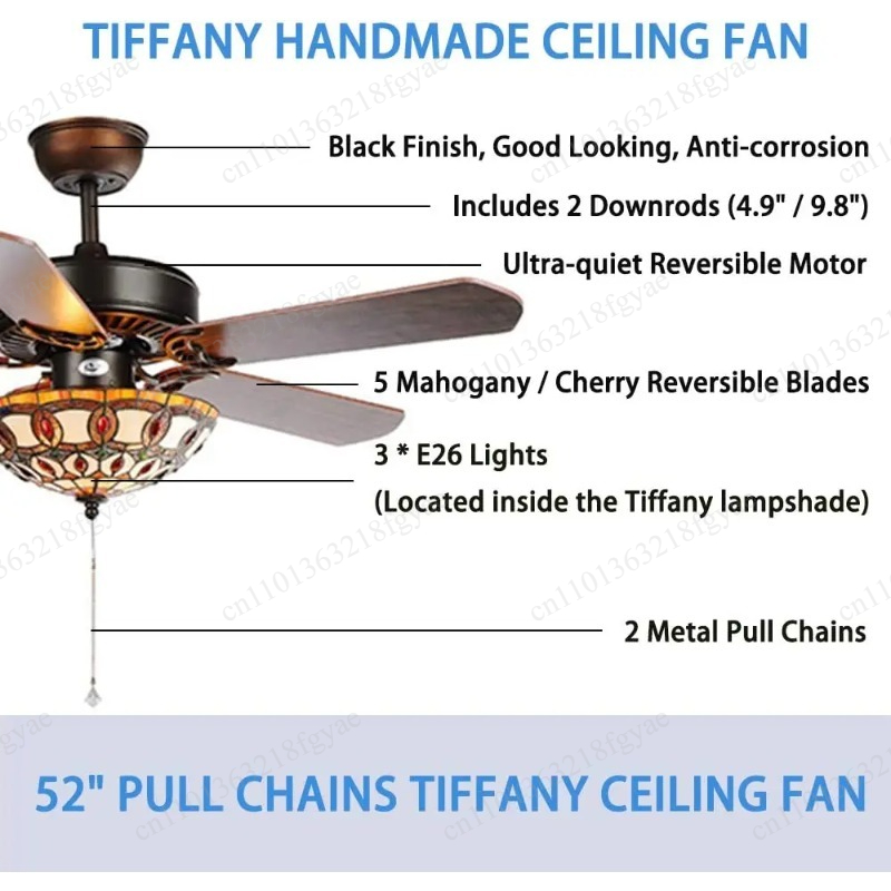 Tiffany Stained Glass Wood Cei - Decor Lighting Ceiling Fans reseña y precio