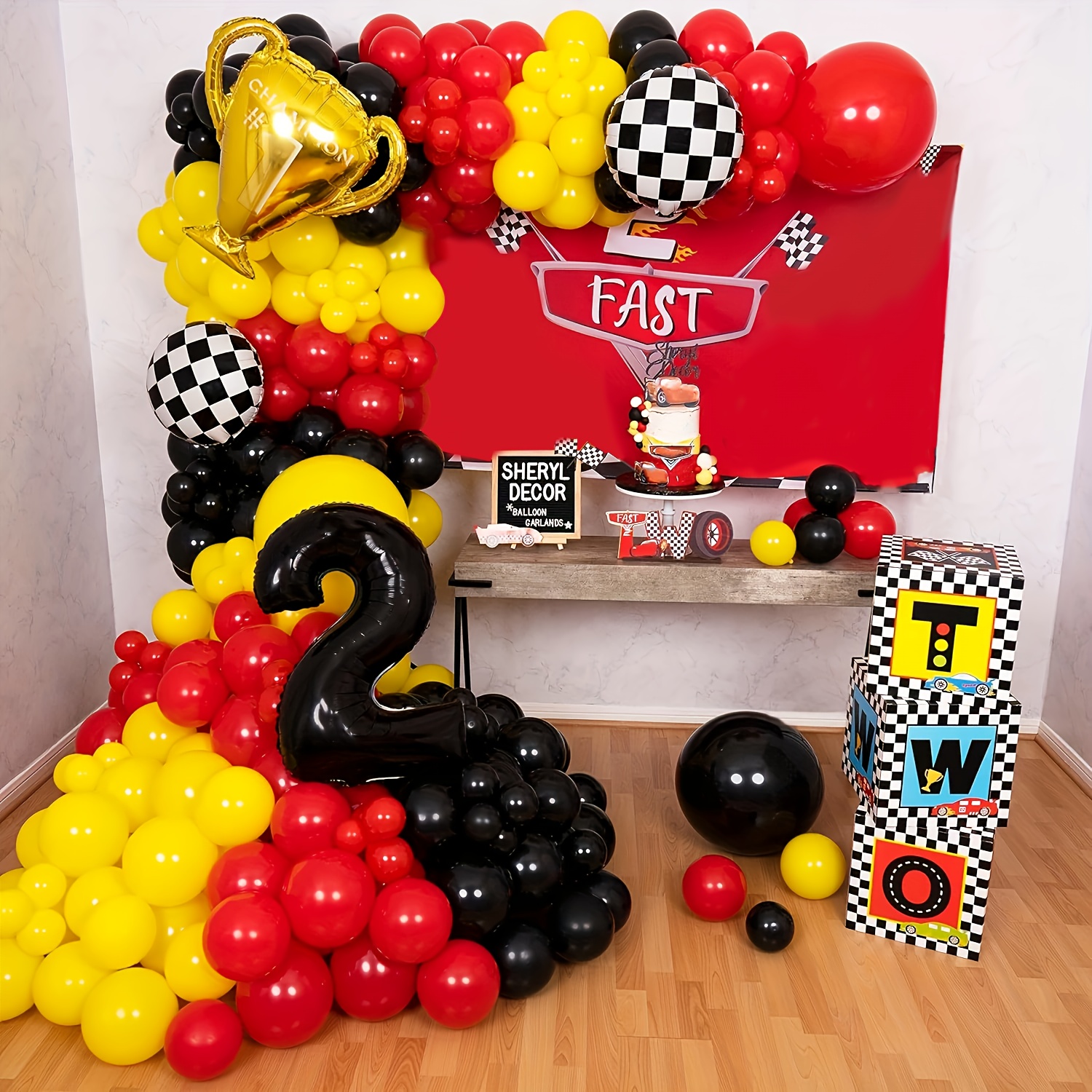 Car Garland and Arch Kit,perfe - Lighting Mcqueen Birthday Decor reseña y precio