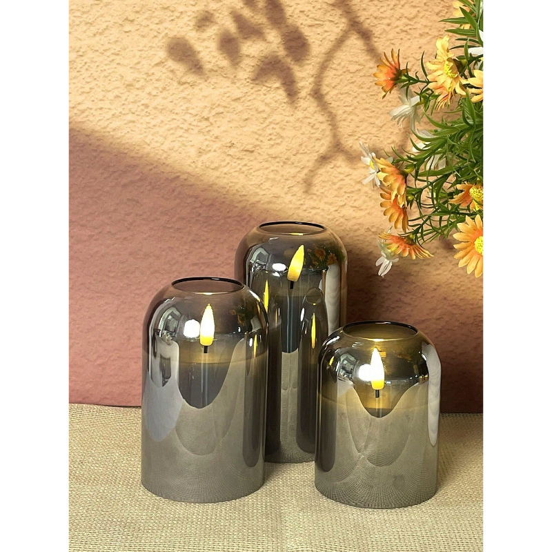 3 Pack Grey Flameless LED Cand - Lighting Decor reseña y precio